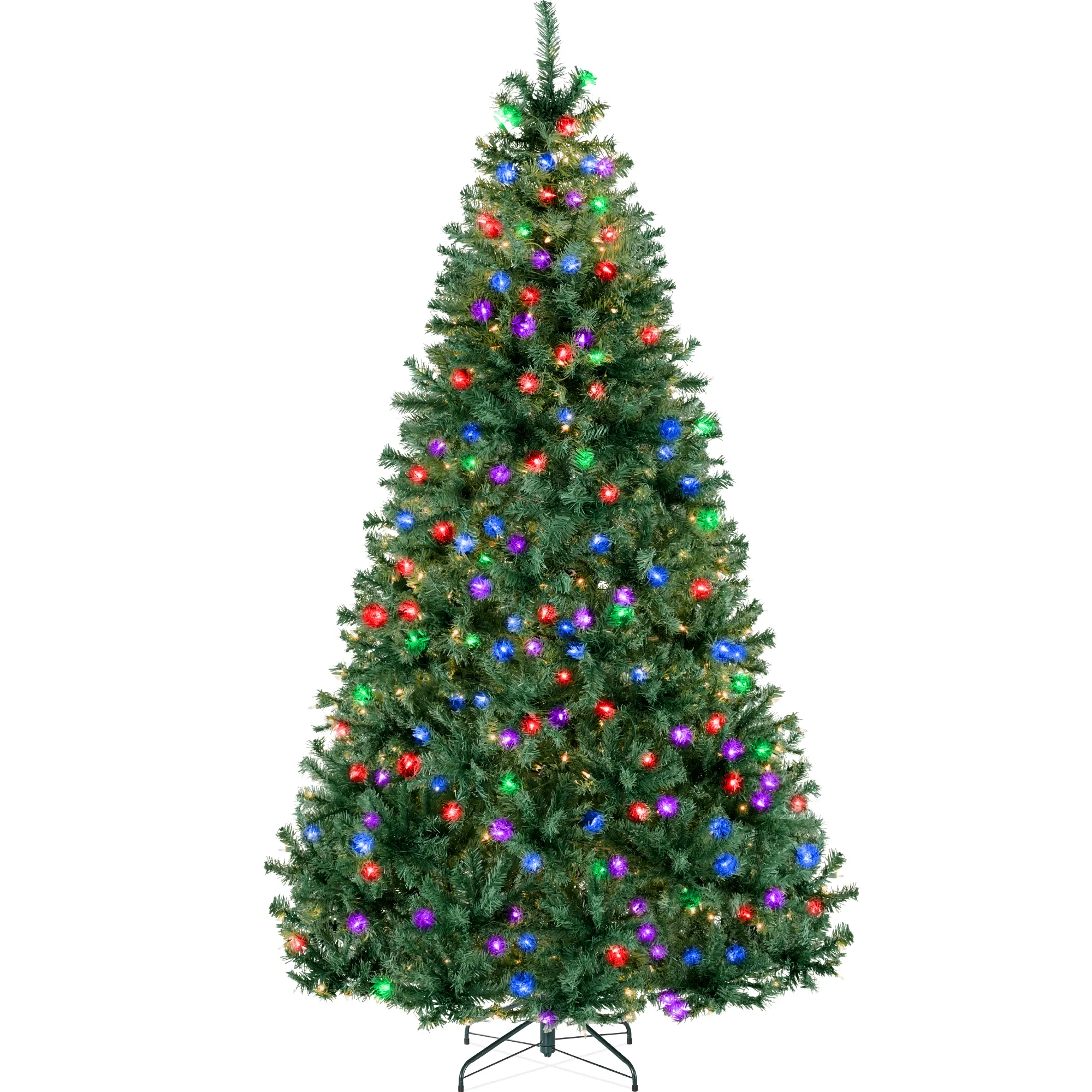 Best Choice Products Pre-Lit Artificial Christmas Tree – LED or Incandescent Lights, Metal Stand, Multiple Colors & Sizes (4.5–12ft)