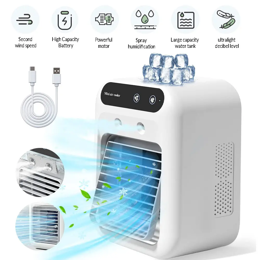 【BackToSchool】 Cooling Fan Portable Air 3-in-1 Fan with 2 Mist Speeds – Personal Mist Cooler for Bedroom, Office & Camping Fan 2026,dorm essentials,home essentials