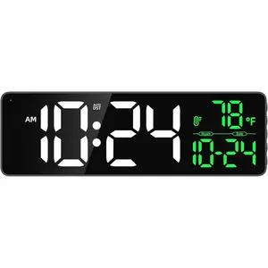Large LED Wall Clock with Date, Temperature, Auto-Brightness, Auto-DST| Big Clock for Bedroom, Desk, Classroom, Living Room,, Office, Gym, Farmhouse, Xmas Gift for Seniors