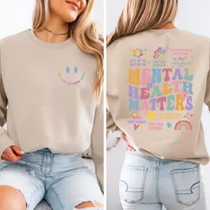 [Sale off up to 50%] Mental Health Matters Sweatshirt, Positive Hoodie, Mental Health Awareness Shirt, Anxiety Shirt, Motivational Crewneck, Therapist Sweater
