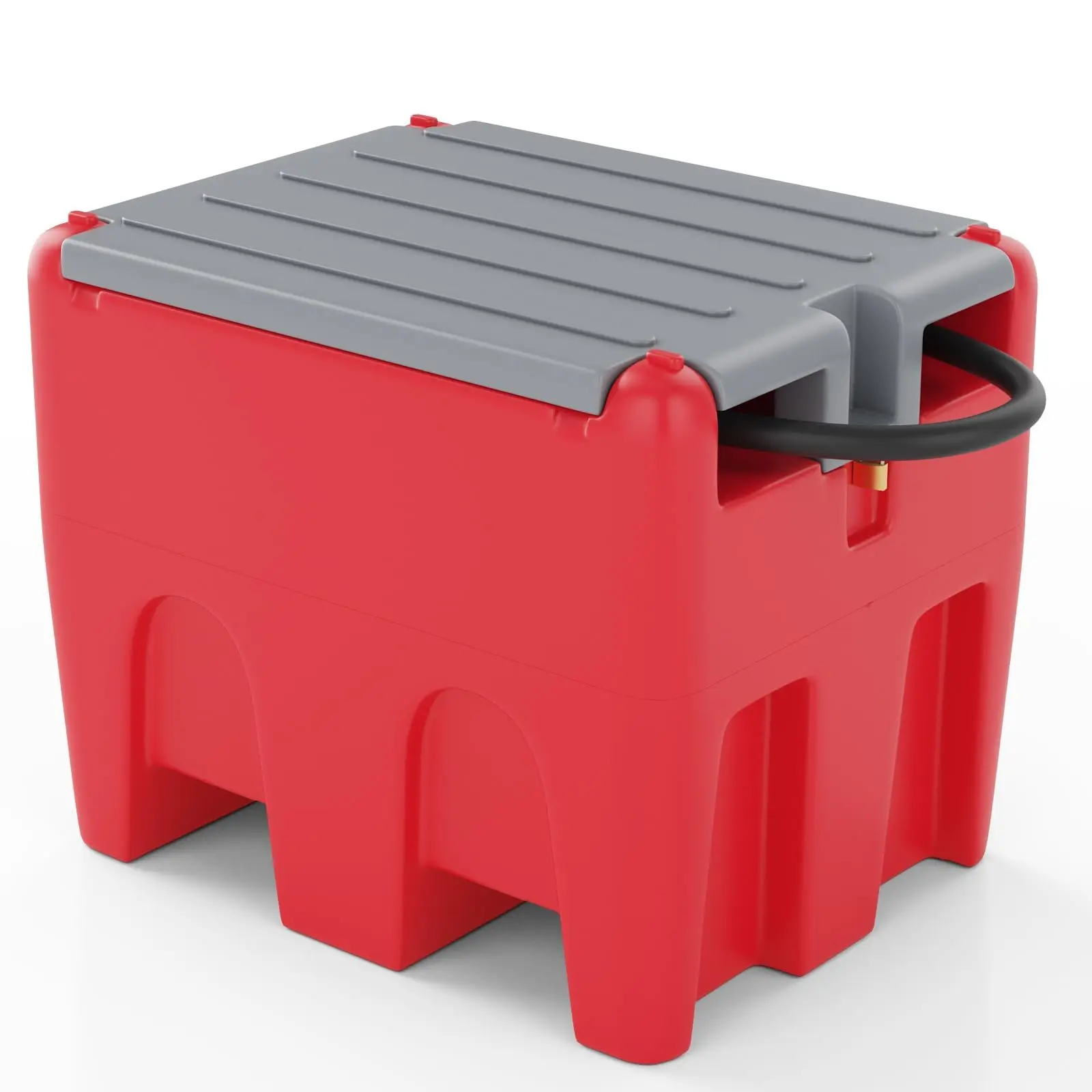 【GARVEE】Portable 106 Gallon Fuel Tank for Gasoline and Diesel with 12V 10 GPM Transfer Pump, 13.1ft Rubber Hose, and Auto Fueling Nozzle in Red