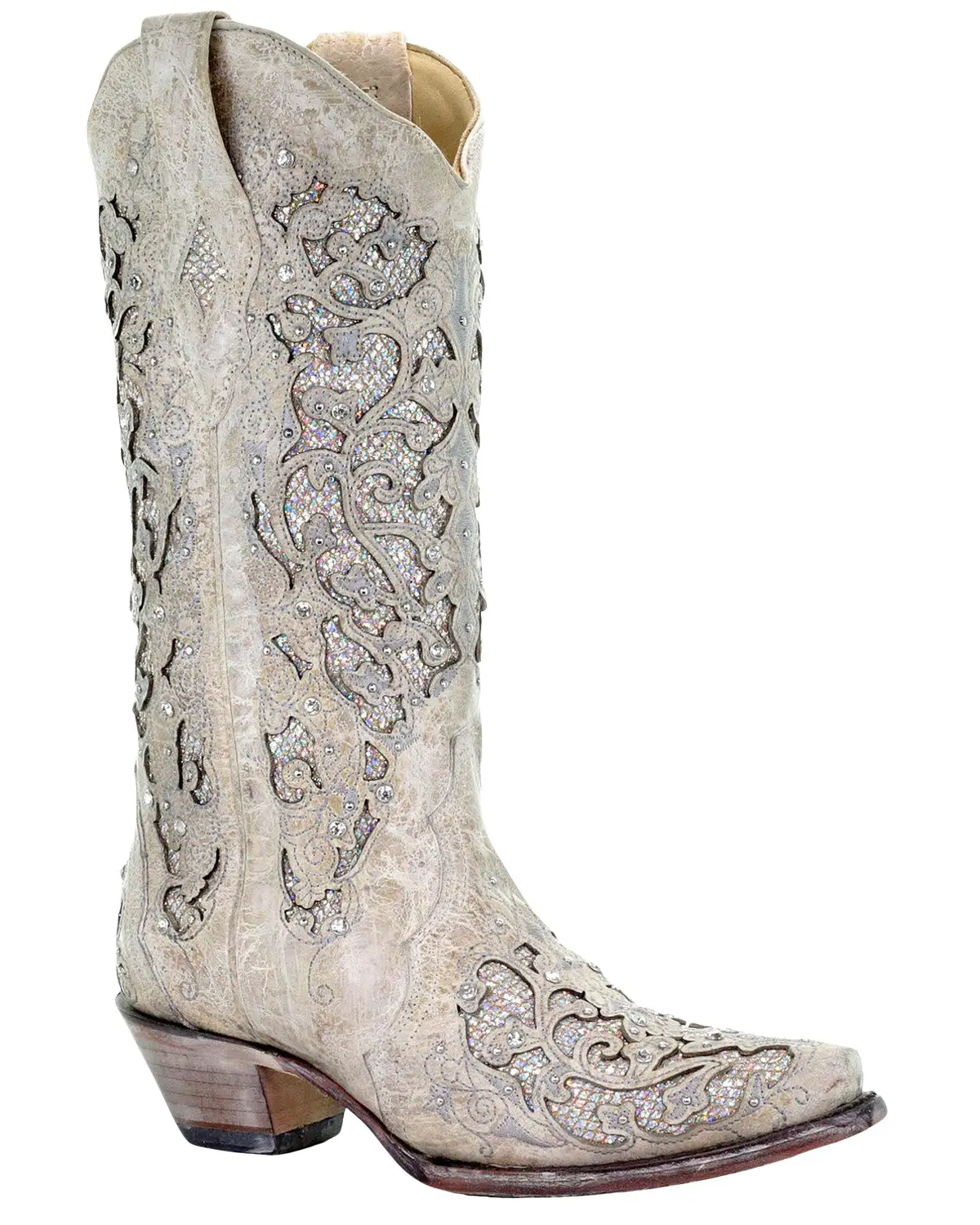Corral Women's Women'S Glitter Inlay And Crystals Wedding Boot Snip Toe - A3322