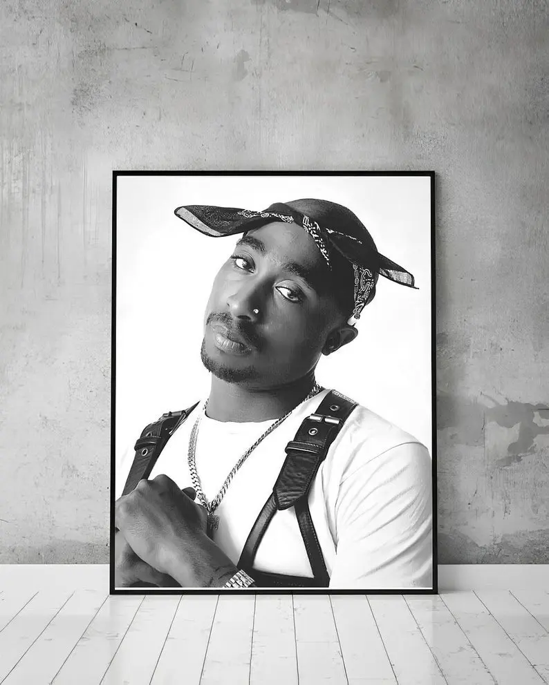 Tupac Shakur Poster, Rapper Poster, Black And White, 2Pac Print, 2Pac Poster, Tupac Print, Music Classroom Decor, Music Wall Art, Rap Poster