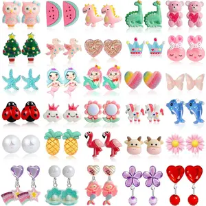 Clip On Earrings For Girls, 10/12/20/24/30/32 Pairs Hypoallergenic Kids Earrings, Cute And Great Gifts For Girls 4-12