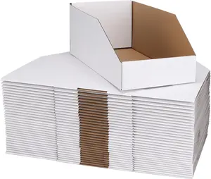 35 Packs 12x6x4.5 Inches Cardboard Storage Bins Boxes, Easy Assembly Pantry Organizer Bins for Shelf, White