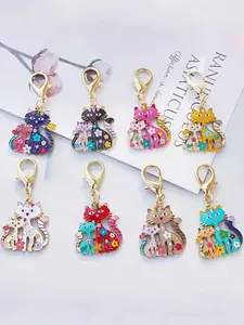 8pcs Classic Cartoon Cat Keychains | Zinc Alloy Pendants,Backpack Ornaments, Keychain For Bags, Keychain Decoration, Fashion Jewelry, Valentine's Day Gifts, Birthday Gifts, Gifts for Friends, Keychains, Favorite Gifts for Cat Lovers