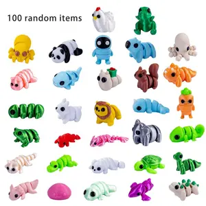 3D printed colorful mini toys of 100 small animal shapes, random styles in a large pack