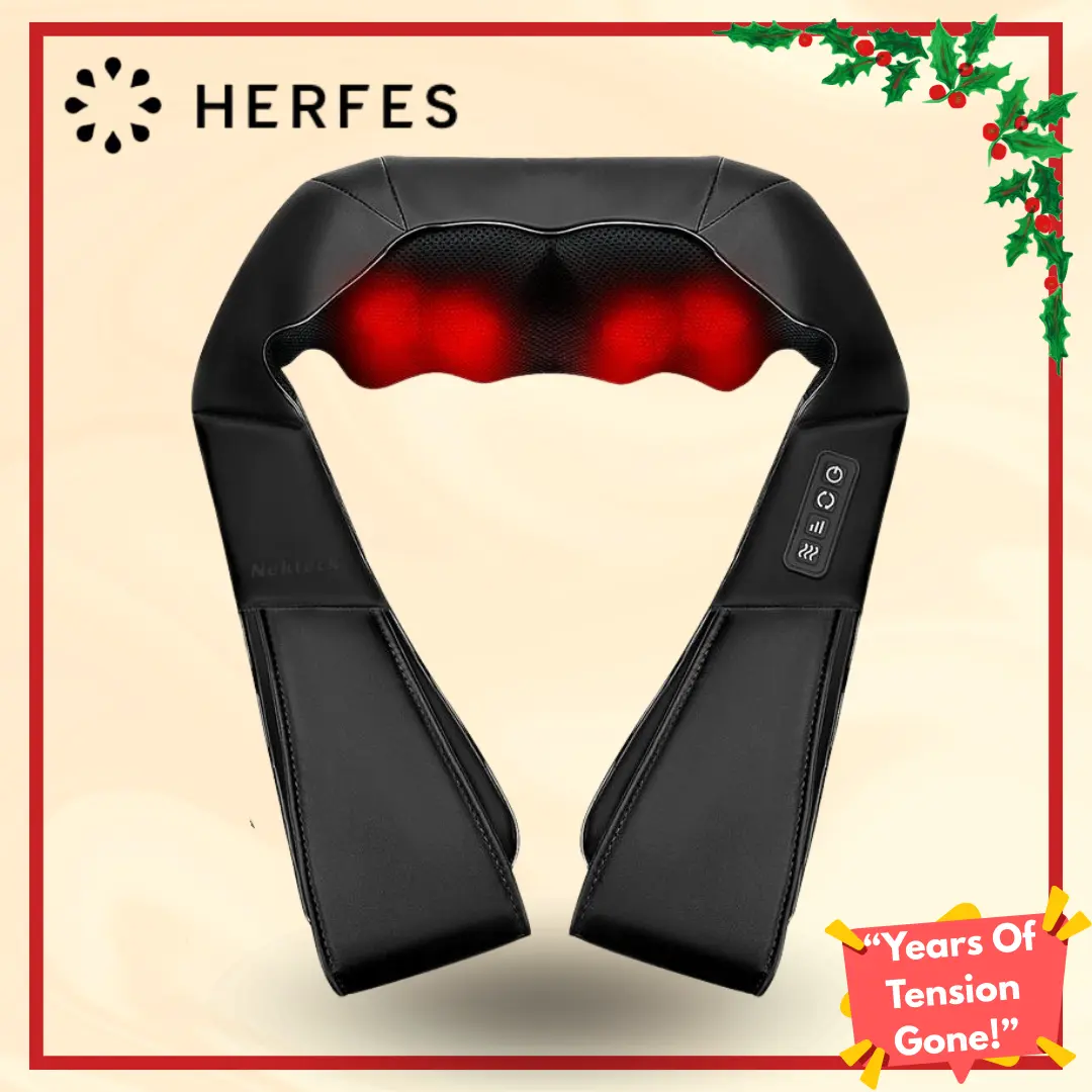 Neck and Back Massager with Heat Function 8 Kneading Nodes Adjustable Speeds 15-Minute Auto-Shutoff Lightweight Daily Use Valentine's Gift For Him & Her Relief Roller DealsForYouDays