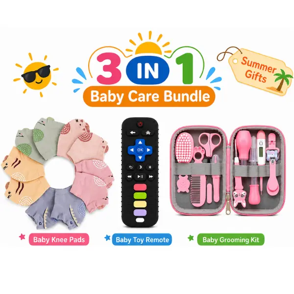 3-in-1 Summer Baby Care Bundle – Knee Pads, Toy Remote & Grooming Kit