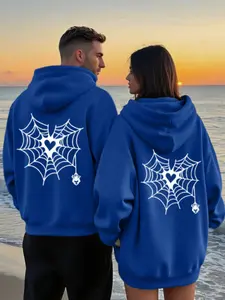 Spider Web Print Couple Matching Shirt, Lightweight Polyester Fabric, Casual & Formal Wear, Unisex Top, Perfect Gift for Boyfriend, Clothes