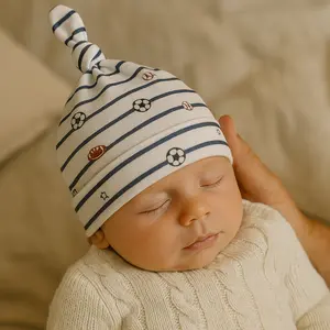 Organic Cotton Newborn Hat Sports Print