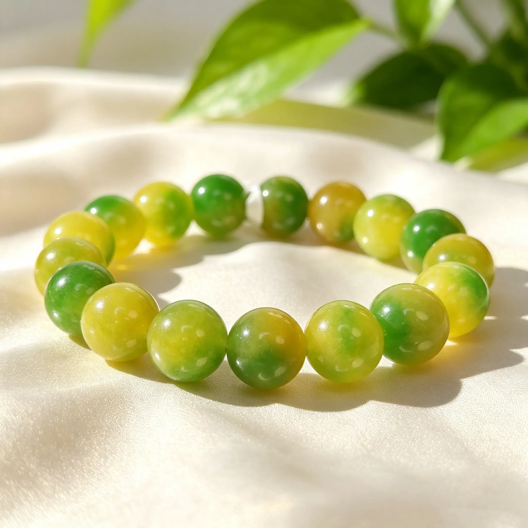Unisex Non-Natural Green Quartz Stones Bracelet, Versatile Jewelry Accessory