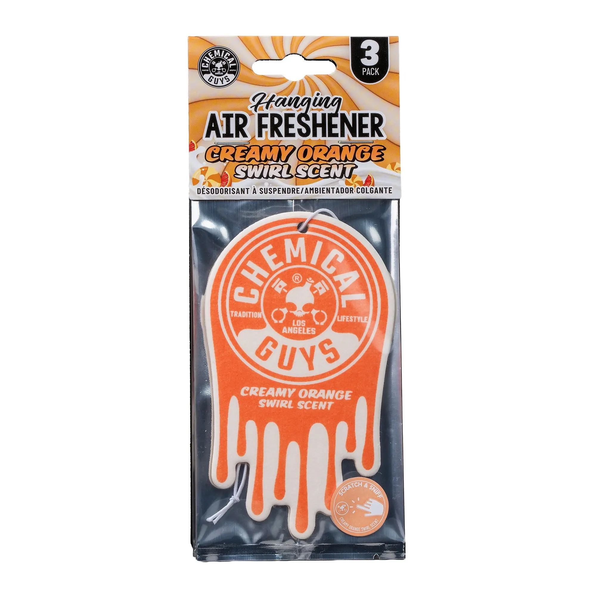 Chemical Guys Creamy Orange Swirl Hanging Car Scent Freshener - Citrus & Vanilla Blend, Car Smell Products, Truck & Garage Fragrance, Freshener Clip Fragrance, Automotive Interior Accessory, Accessories For Car