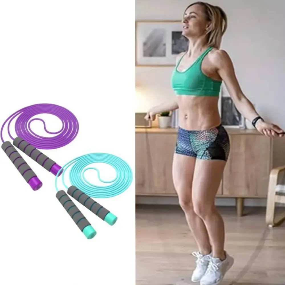 2 Pack Tangle-Free PVC Jump Rope with Soft Foam Handles, Adjustable for Adults & Teens, Purple & Blue Workout Equipment for Home Fitness