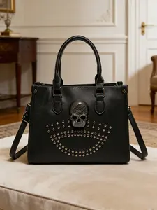 Gothic style fashion dark three-dimensional one-shoulder messenger bag, Fashionable unique bags, Embossed Bag, skeleton rivet embellishment, trend leisure versatile suitable for activities, daily travel shopping
