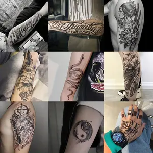 9 sheets Large temporary tattoos men,,fake tattoos, Lasting for 7-15 Days, Waterproof, Anti-Friction, Realistic Effect, Suitable for People Who Don't Want Tattoo Pain, Including Carp, Geisha, Qikanuo, Snake, Tai Chi, Devil and Other Elements