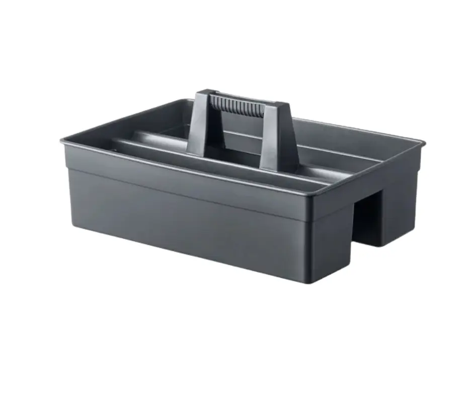 Gray 16x11 3-Compartment Cleaning Caddy, Home Organizer Storage Basket for Shelves