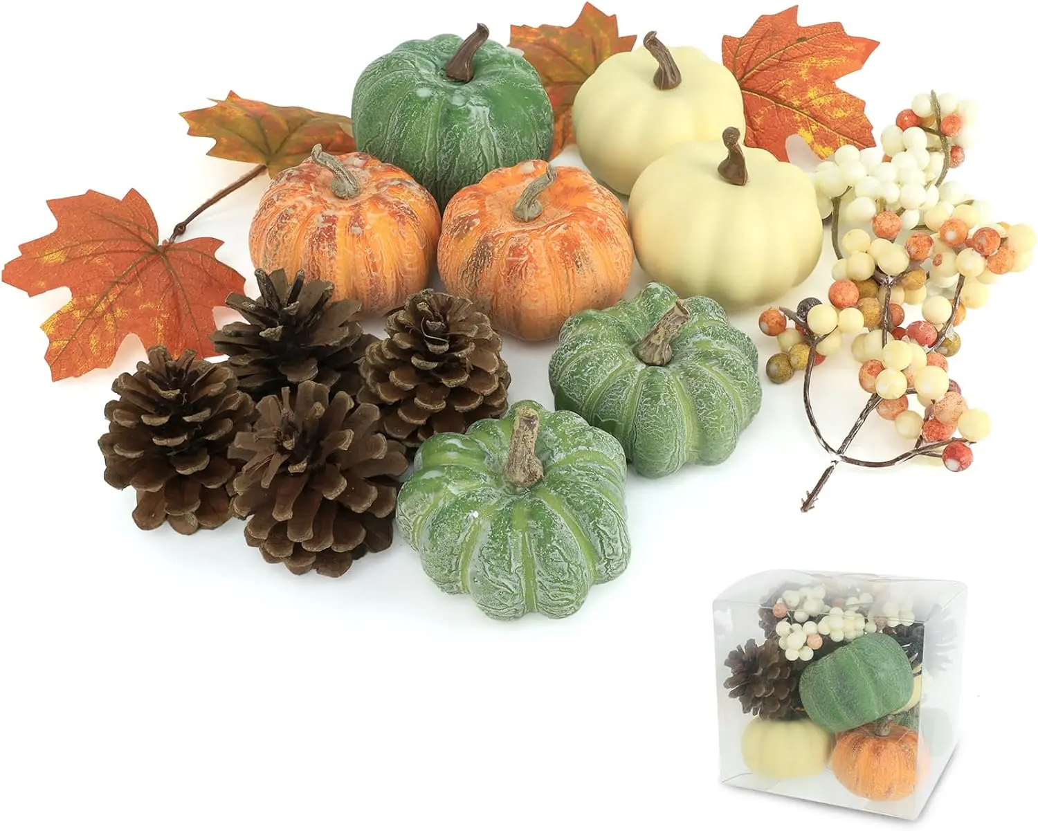 15 count Mini Pumpkin Decor - Plastic Pumpkins Fall Decor for Halloween Thanksgiving Artificial Pumpkins Fall  Decor