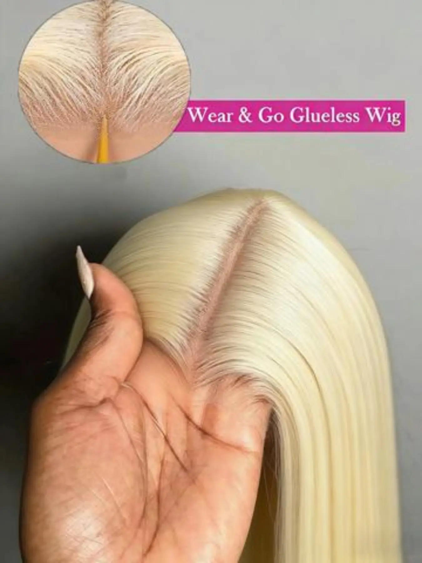 613 Blonde Color Human Hair Lace Closure Wig, 180% Density Glueless Design Pre Plucked Hairline, 4X4 Pre-Cut Lace Straight Hair Lace Front Wig for Women, Glueless Frontal Wig, Glueless Human Wigs