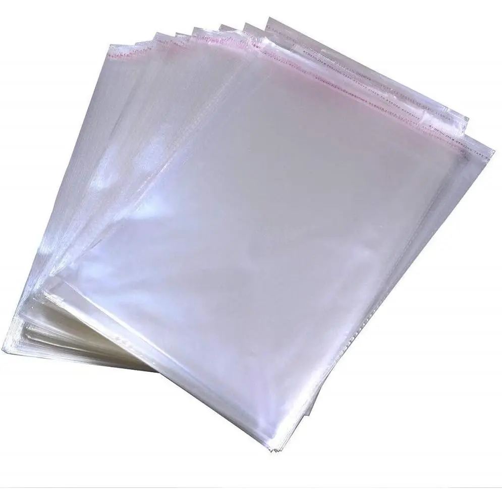 100 count 9x12 Inch Self Seal Clear Cellophane Bags Resealable Transparent Plastic Apparel Bag for Packaging Clothing, T-Shirt, Brochure, Prints, Handicraft  Bags
