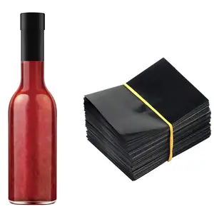 Black Shrink Bands 50x60mm 200 Pieces Black Shrink Wrap for Hot Sauce Bottles and Other Liquid Bottles Fits 3/4" to 1" Diameter