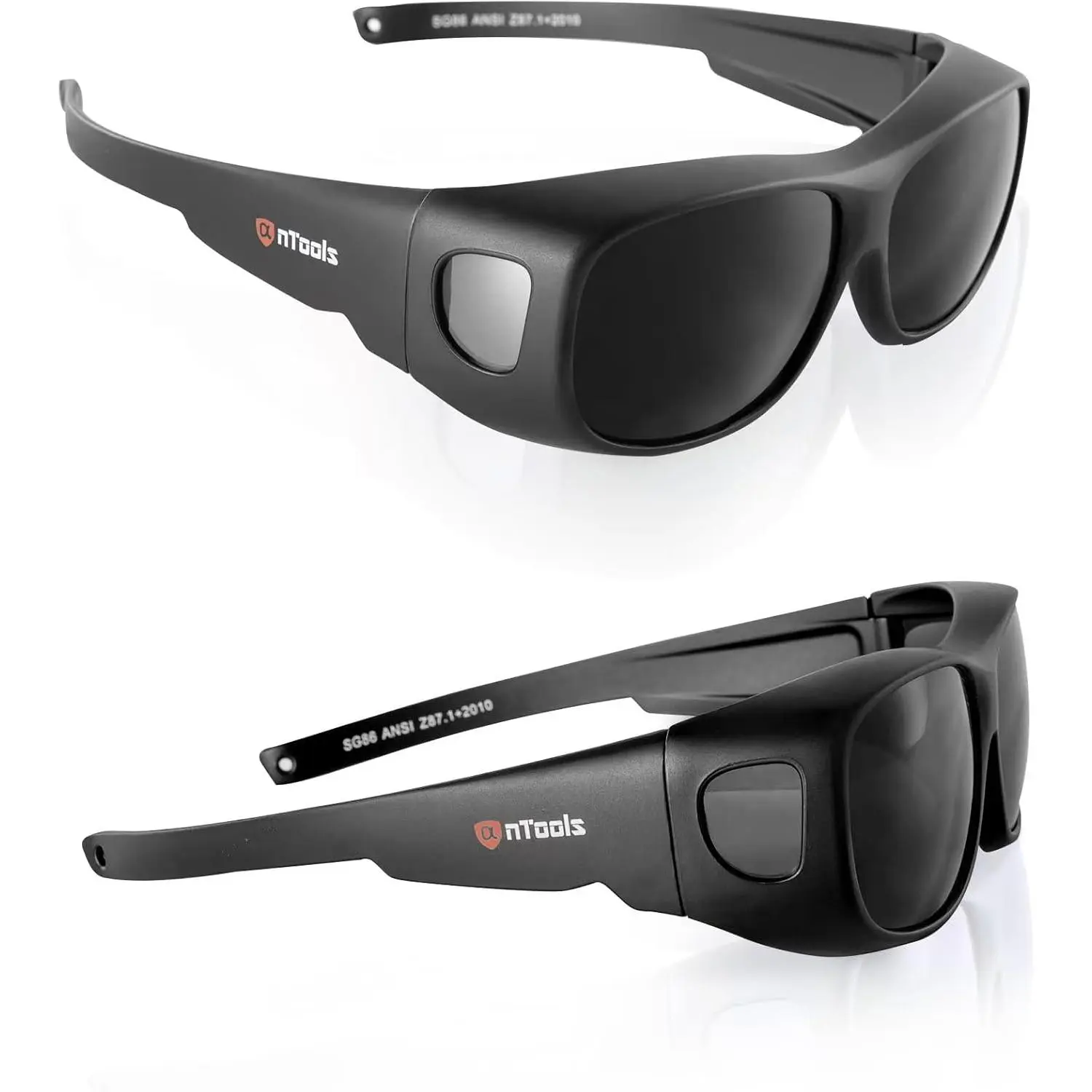 Black Wrap-around Welding Goggles - Anti-Scratch Polycarbonate Lens, UV Protection, Adjustable, ANSI/ISEA & OSHA Certified, Default Fit for Gardening, Carpentry (Tools & Hardware Welding Accessory)
