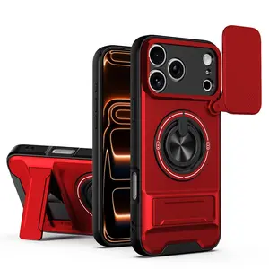for iPhone 17 Pro Max/16/15/14/13/12/11 Series& Samsung S20‑S26 Series(FE/Plus/Ultra)/Note20 Ultra Slide Lens Protection 360° Rotate Magnetic Ring Kickstand   Shockproof Heavy Duty Protective Cover Ultra Thin Compact Design