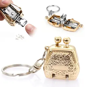 MY HEART FLY Mini Bag-Shaped Nail Clipper Keychain, Portable Stainless Steel Nail Cutter with Key Ring, Cute Compact Nail Trimmer for Travel Home Daily Use