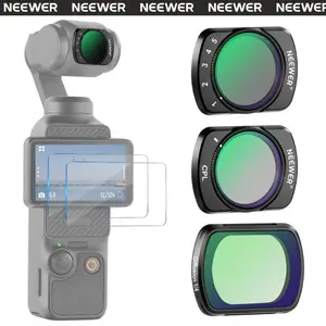 NEEWER FL-89 Magnetic ND Filter Set Compatible with DJI Osmo Pocket 4 & Pocket 3 Creator Combo Accessories, Variable Neutral Density ND2-32 CPL Polarizing Black Diffusion 1/4 Filter, 2 Screen Protectors