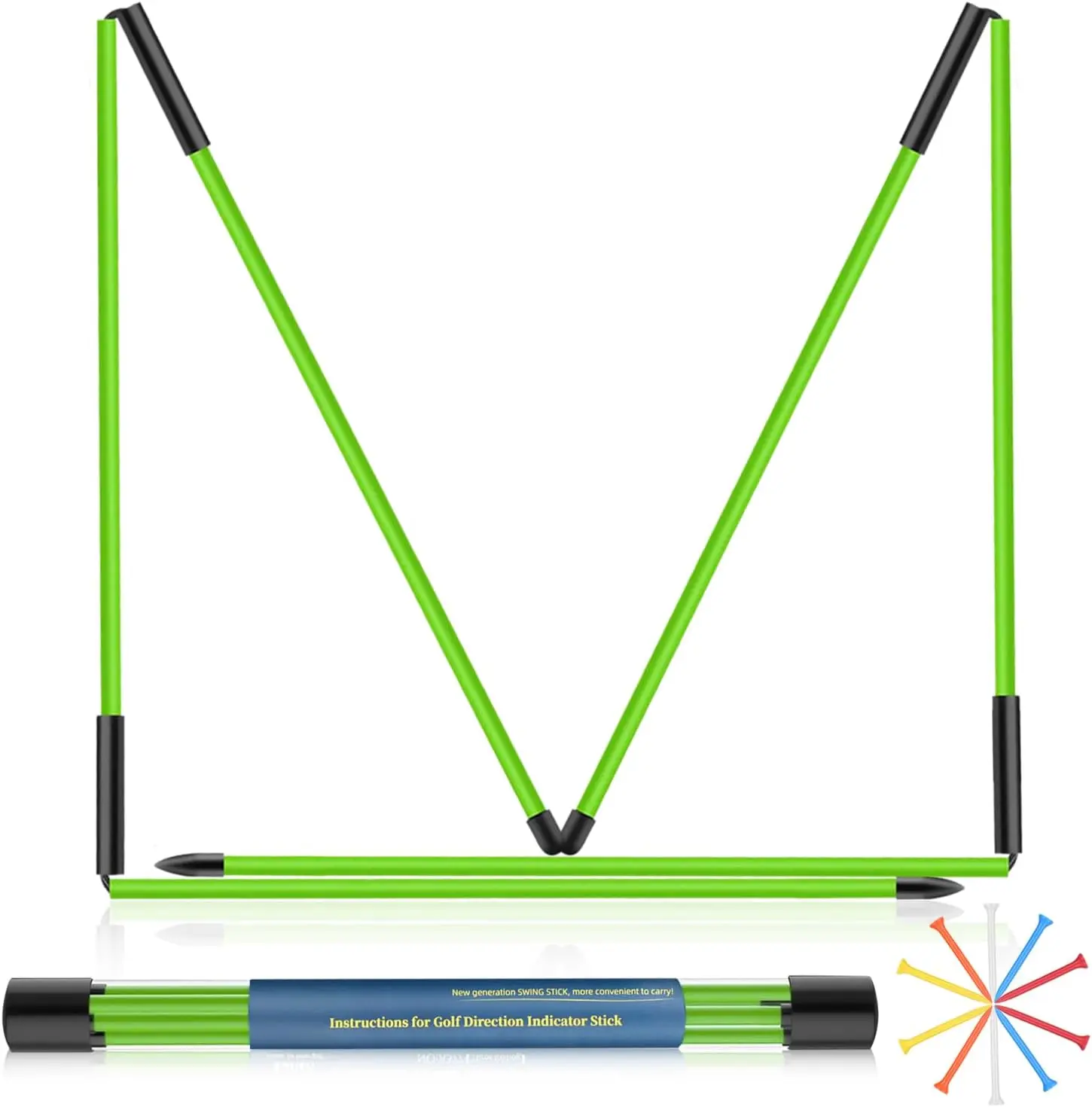 Golf Alignment Sticks 2 Pack, 48Collapsible Practice Rods for Aiming/Putting, Golf  Aid for Swing Trainer with Clear Tube Case, Foldable  Rods with 10 Golf Tees