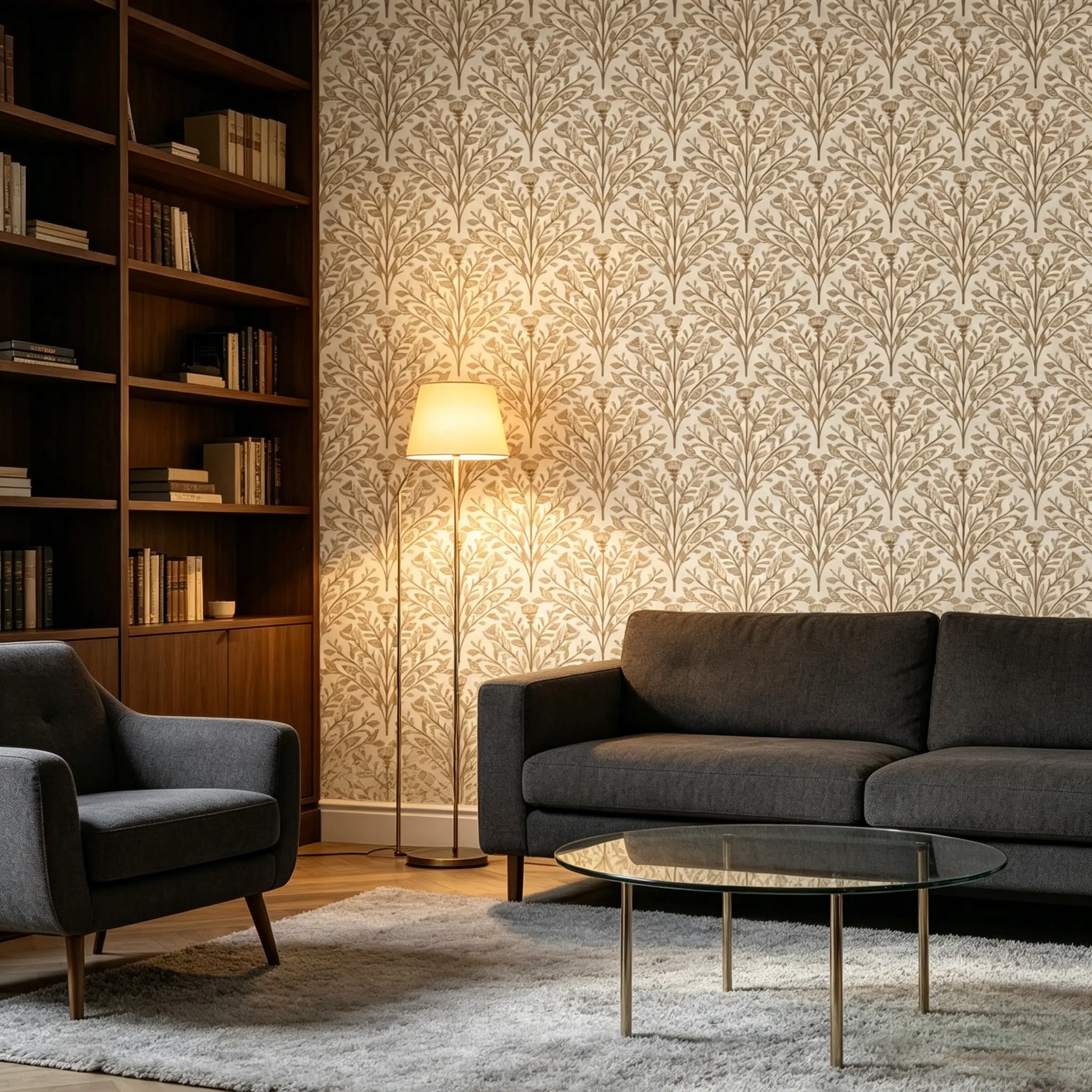Bohemian Neutral Peel & Stick Wallpaper, 1pc Removable Vintage Boho Leaf Pattern, No Residue Wall Mural for Living Room Decor, Interior Walls