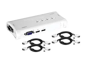 TRENDnet 4-Port USB KVM Switch Kit, VGA And USB Connections, 2048 x 1536 Resolution, Cabling Included, Control Up To 4 Computers, Compliant With Window, Linux, and Mac OS, White, TK-407K