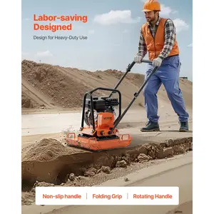 VEVOR Plate Compactor, 7.0 HP Gas Engine, 4451.22 lbf Vibration Compaction Force, 432 sq. in Plate, 5400 RPM Power Tamper, Ground Compactor Rammer for Dirt, Gravel, Asphalt, Foundation, EPA Compliant