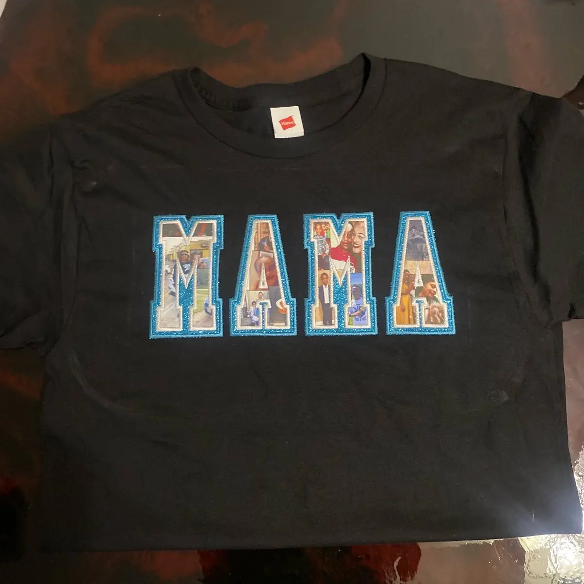 Custom Glitter Photo Mama Tshirt, Personalized Mother’s Day Gift