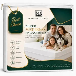 Waterproof Mattress Encasement With Zippered – 6 Sided Mattress Protector - Soft Noiseless Bed Bug Dust Mite Proof Mattress Cover
