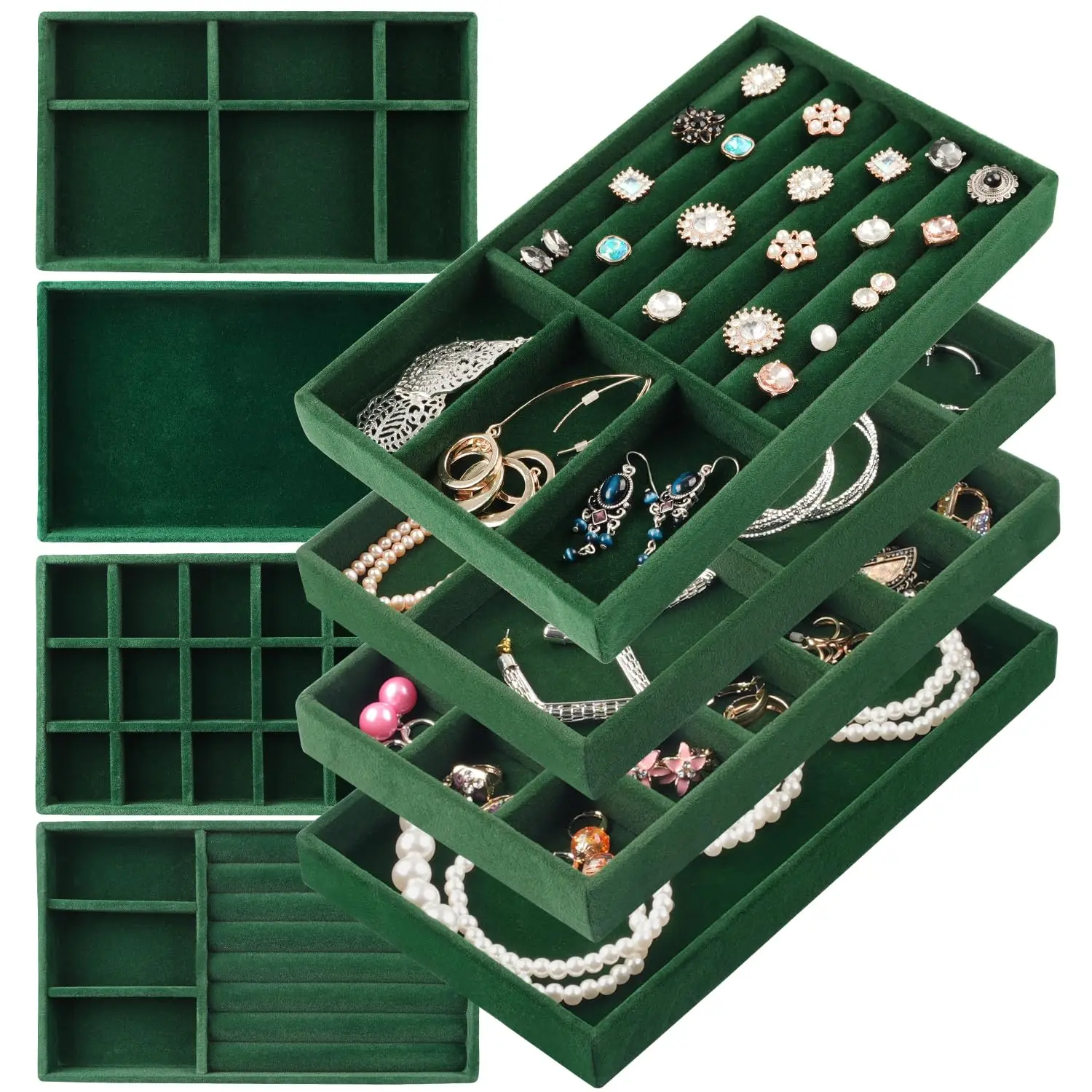 8Pcs/Set Jewelry Drawer Organizer,Stackable Velvet Organizer Tray,Drawer Inserts for Jewelry Organization,Showcase and Safely Store Your Collection with Elegance and Sophistication,Christmas Party Fathersdaygift,Hand Tools Kits