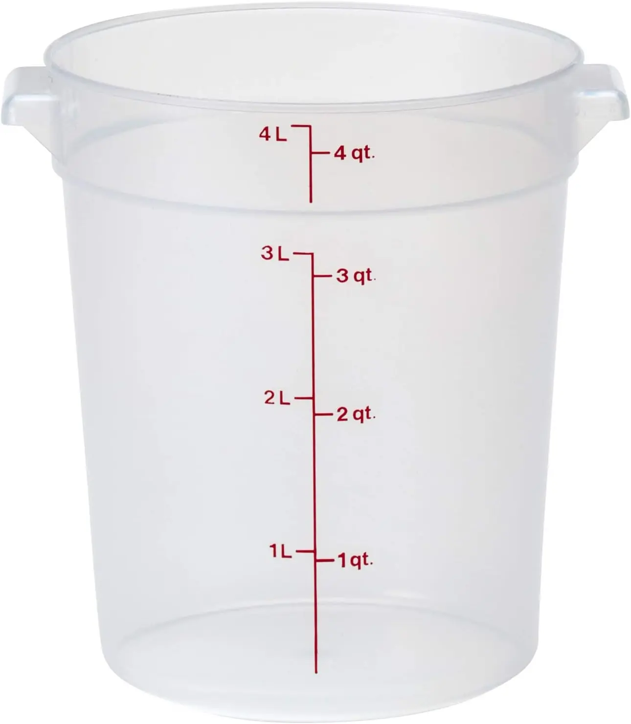 Cambro Camwear 4 qt Round Polypropylene Food Storage Container with Covers, Kitchen Utensils Companion, Measuring Lines