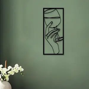 Wine Glass Pattern Metal Wall Decor, 1 Count Modern Artistic Metal Wall Art, Wall Decor for Home Living Room Bedroom Office, Ornaments