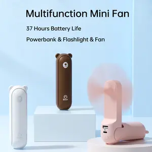 JISULIFE Portable Mini Fan, USB Rechargeable 4500mAh with Power Bank,Flashlight for Travel/Eyelash,Birthday Gifts for Women/Mom/Her/Girl portable mini