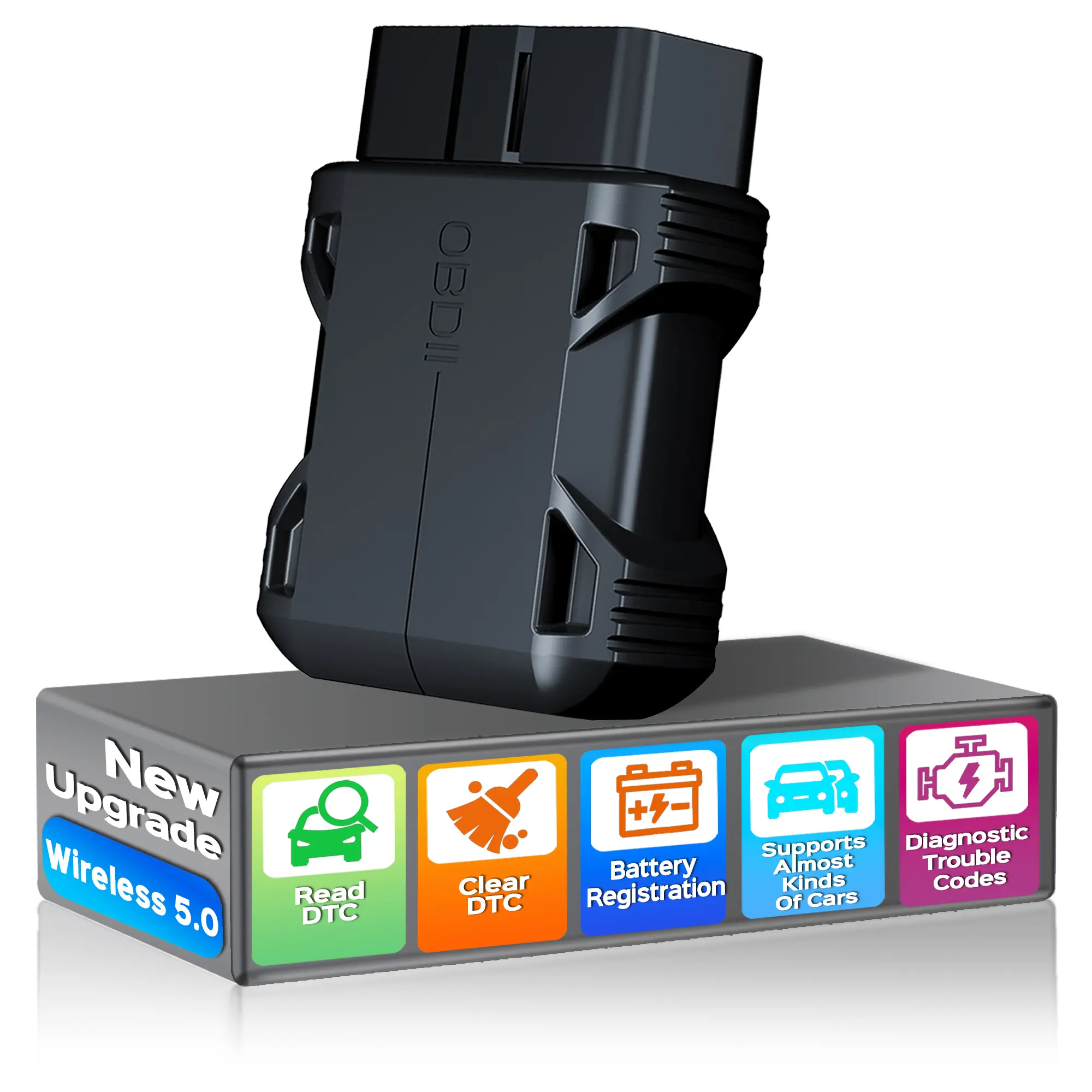 OBD2 Scanner Reader Bluetooth Wireless Auto Diagnostic Scan Tool for iOS & Android for Performance Test Bluetooth 5.0 Car Check Engine Car Code Reader, Clear Error Code Live Data Reset Exclusive APP Vehicle Diagnostic Tester