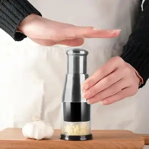 Manual Pressed Chopper Hand Food Chopper Mini DicerFood Chopper Multi-Functional Manual Garlic Press StainlessSteel Hand Food Chopper Garlic Press for Mincing GarlicOnion