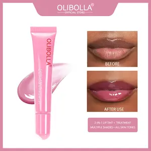 OLIBOLLA Tinted Glossy Lip Balm | Hydrating Plumping Lip Treatment | Non-Sticky Glass Lip Shine