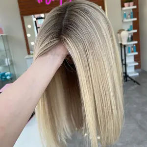 Jessie's Wig [Yara] Ombre Ash Blonde Bob Straight 13x4/5.5x5.5 Lace Wig For Women True-Hold Glueless Wig Human Hair