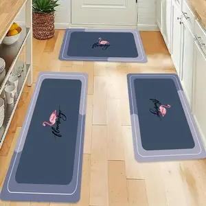 Flamingo Pattern Kitchen Mat, 2/3 Counts Non-slip Kitchen Rug, Rectangle Home Decor Floor Mat, Kitchen Decor, Home Decor, Room Decor