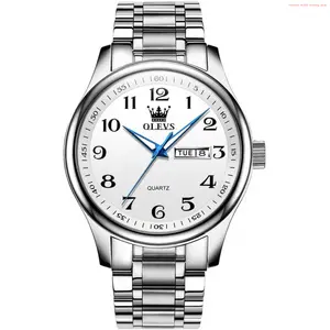Fashion Brand Men's Casual Stainless Steel Watch, Big Face Easy to Read Analog Quartz Watch with Day and Date, Classic Waterproof Diamond Roman Arabic Numerals Dial Dress Watch for Men, Gold Silver Black Band