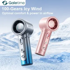 Galetime AI Smart Handheld Fan GT02 - Perfect Summer Gift with 3rd Gen Digital Timer Display, 100 Speeds Icy Cool Wind, 30H Battery Life, Ultra Light 210g Portable Turbo Fan - Ideal for Travel Office Outdoor, Women Girls Teens