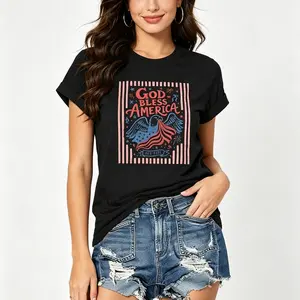 Patriotic American Flag Print Crew Neck T Shirt for Celebrations
