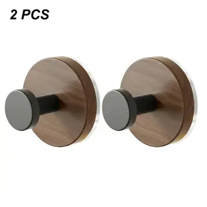 [Free!!ship] BMTWE 2 PCS Walnut Suction Hook Vacuum-Sealed Hanger No-Drill Reusable Waterproof Design for Hanging Hats Towels Robe Clothes Keys Bags