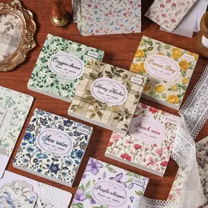 DIY Decoration Paper Flower Pattern Design Journal ScrapBooking Paper 100pcs/Book Handmade Material Gift Decorative for Crafting Versatile Uses