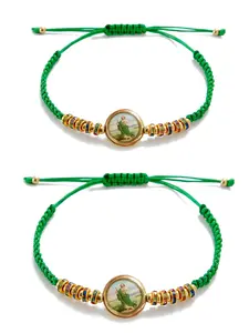 2pcs Fashionable Boho Style Adjustable Strap Braided Bracelet, Saint Patrick's Casual Plant Pattern Design Braided Bracelet for Women & Men, Fashion Accessories for Daily Wear & Party, Religious Jewelry Gift, Beaded Bracelet